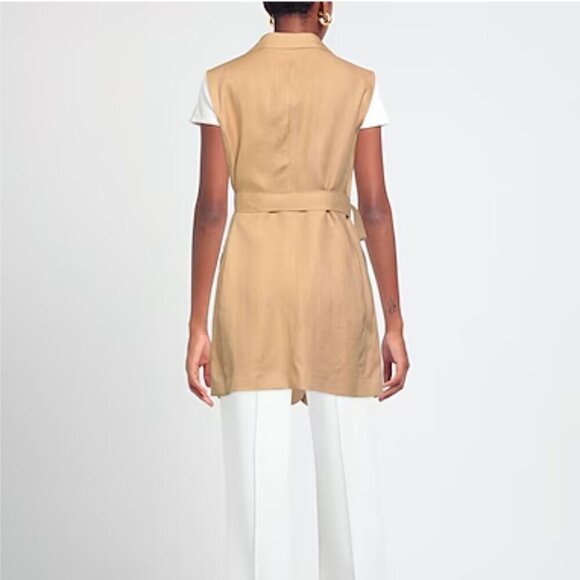 Tagliatore 100% Linen Tan Harmony Blazer Vest Dress EU 40 / US 8  $525 - Picture 8 of 13